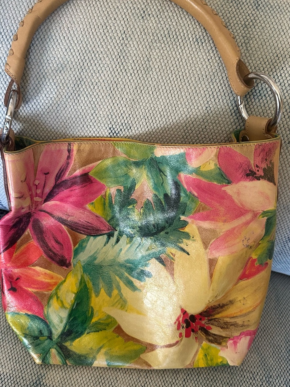Maurizio Taiuti Floral Pink and Green Shoulder Bag - Picture 3 of 13